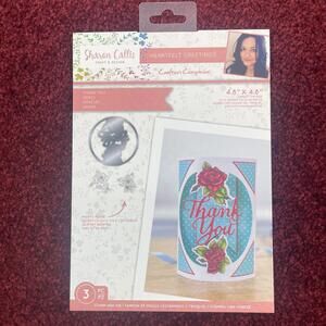 Crafters Companion Large Die Thank You Rose Flower Greetings Heart Sharon Callis